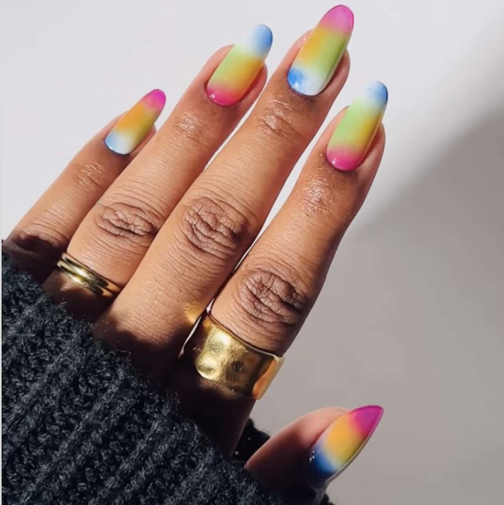 A view of tropical die ombre nails A view of tropical die ombre nails