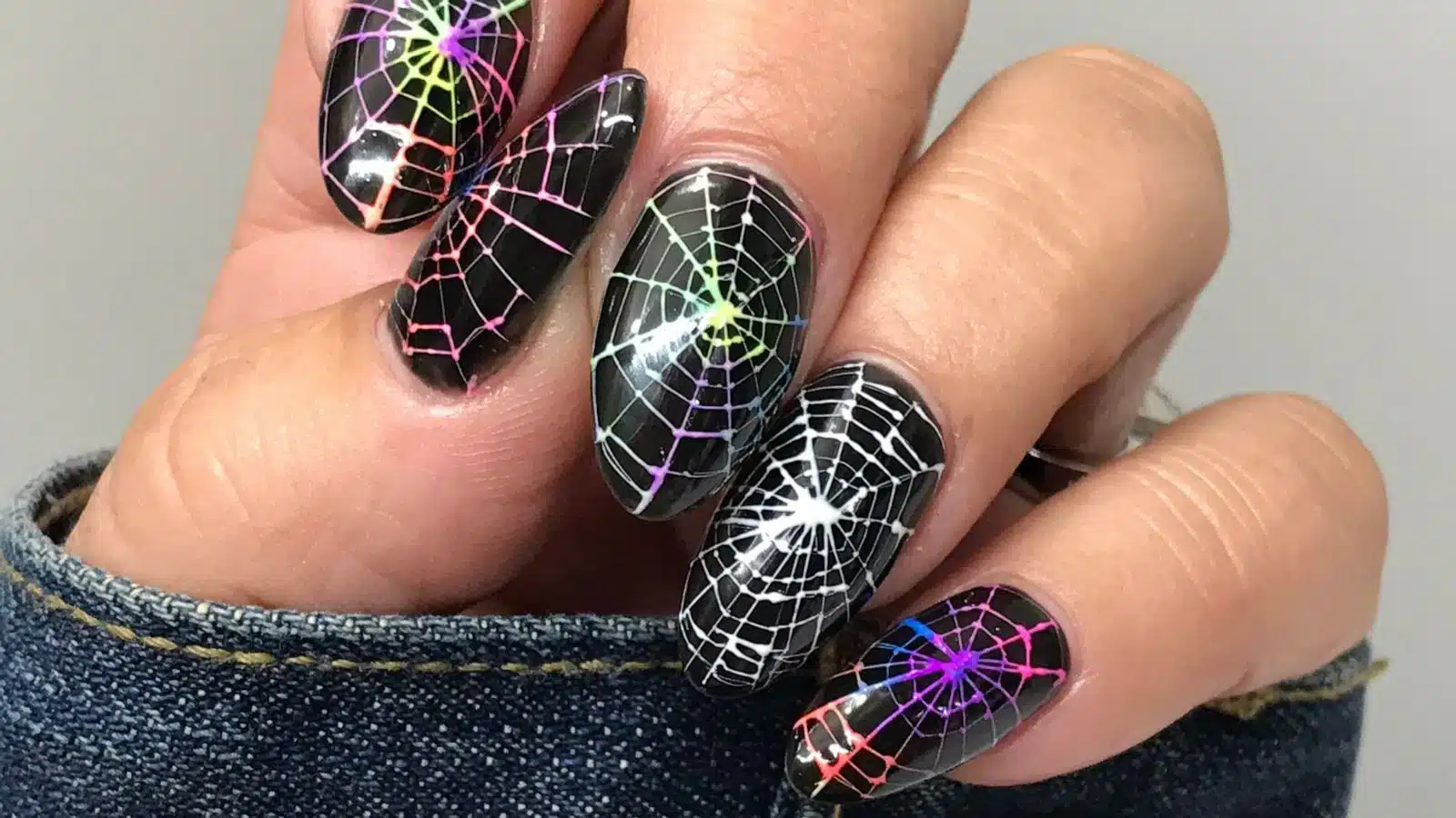 colorful spider webs on black nails jpg ( ) colorful spider webs on black nails jpg ( )