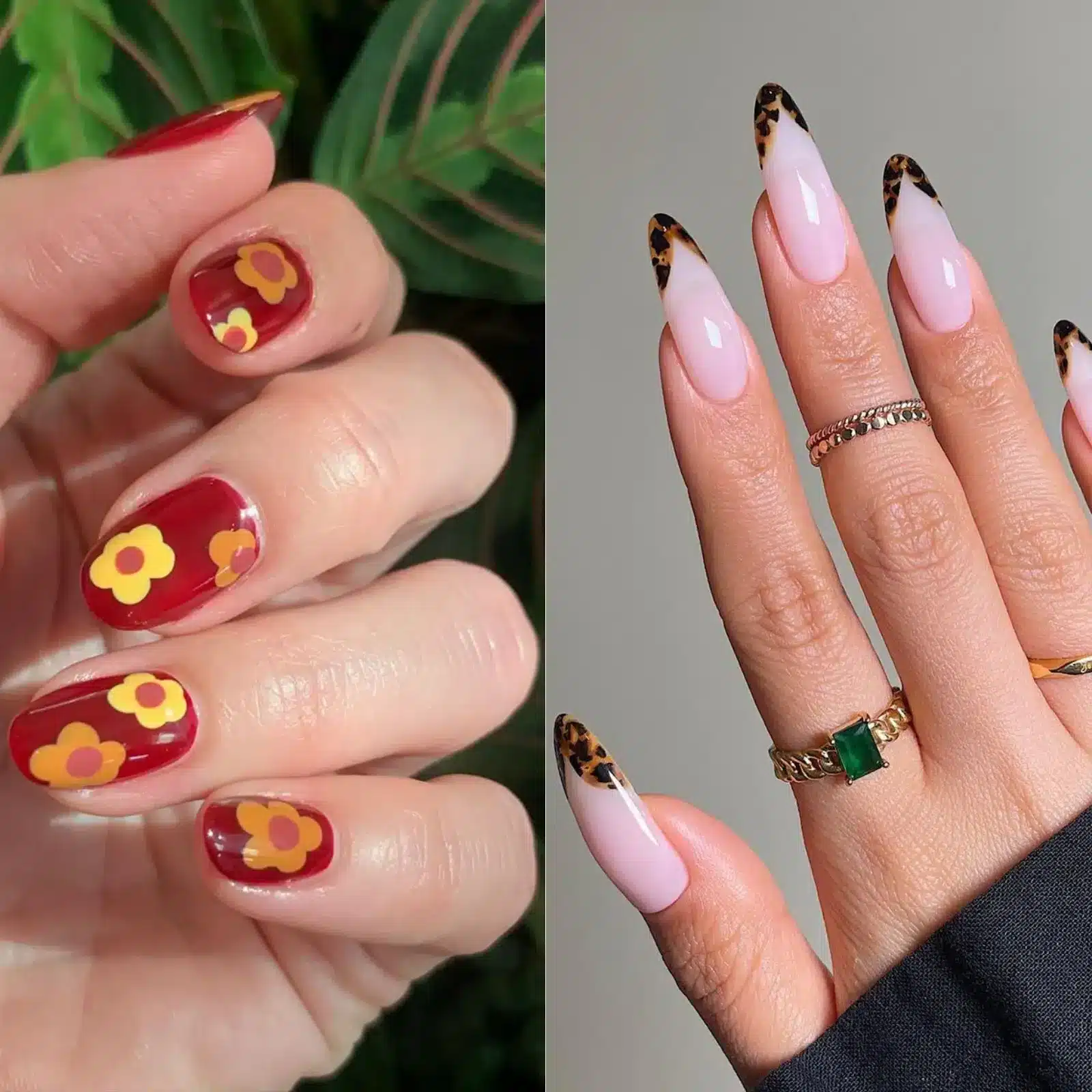 floral and animal print nail art on acrylic nails floral and animal print nail art on acrylic nails