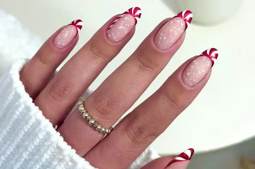 holiday themed nails with pink tips jpg holiday themed nails with pink tips jpg