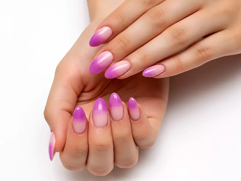 A view of pink lavender ombre nails A view of pink lavender ombre nails