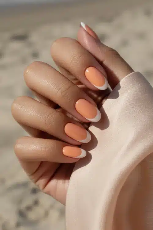 A view of french peach nails A view of french peach nails