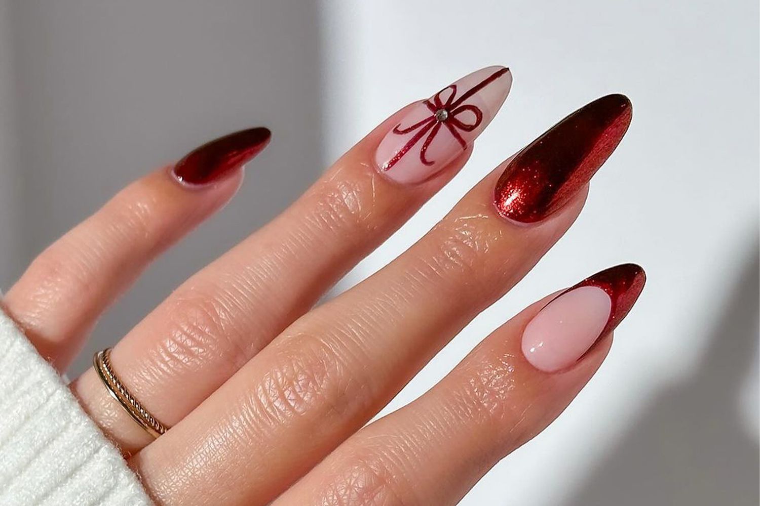 Gel Nails with Holiday Accents Gel Nails with Holiday Accents