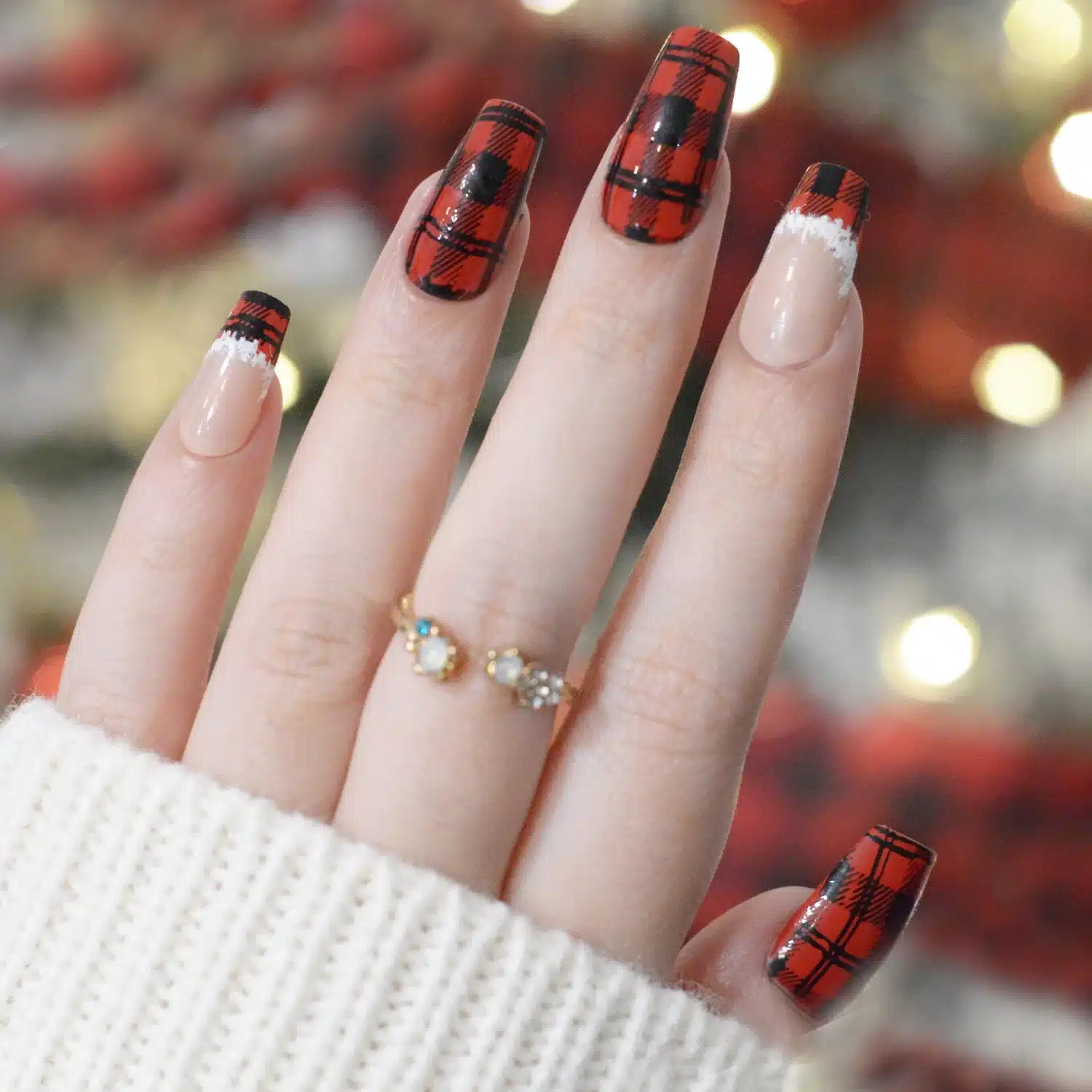 plaid nail art on a female hand plaid nail art on a female hand