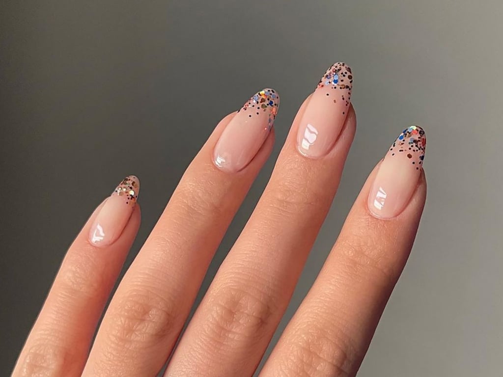 A view of nails with glitter A view of nails with glitter